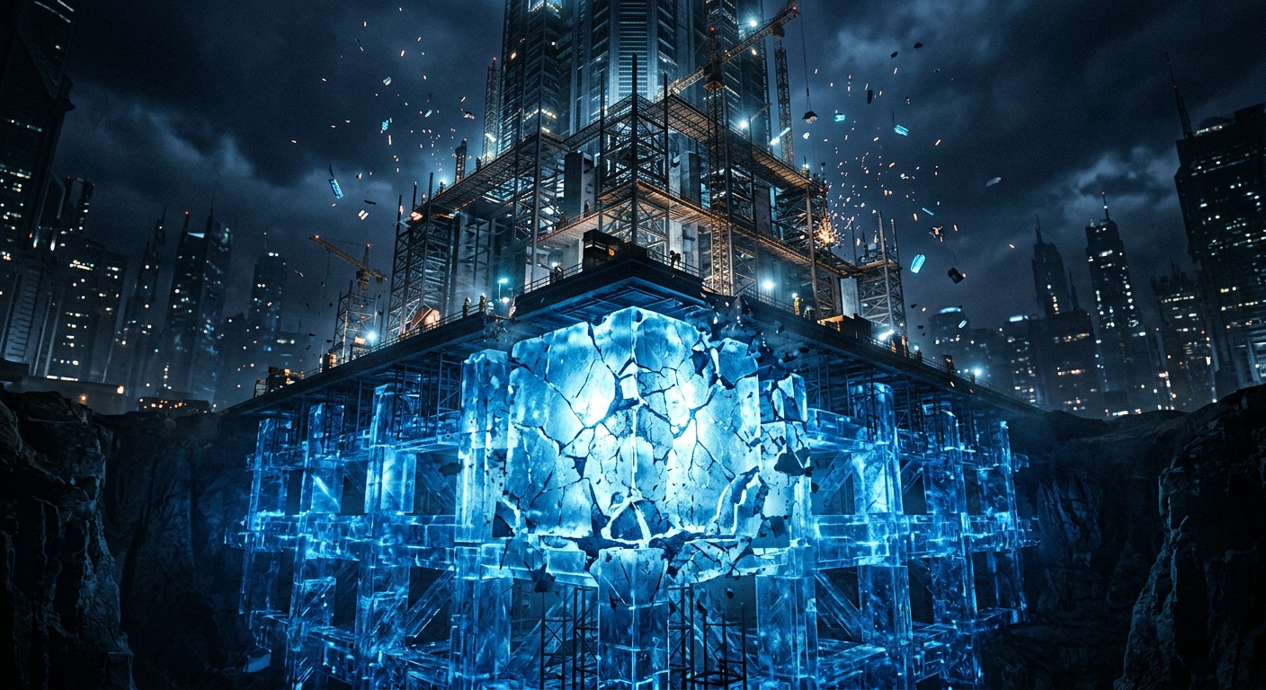 Abstract visualization of interconnected data flows and architectural complexity
