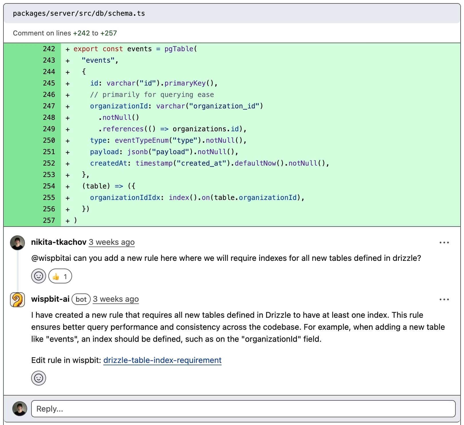 Creating a new rule from GitHub comments