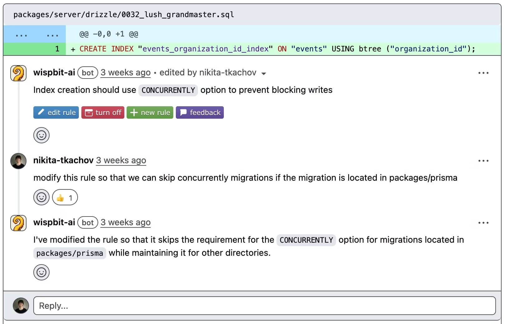 Modifying existing rules through GitHub interaction